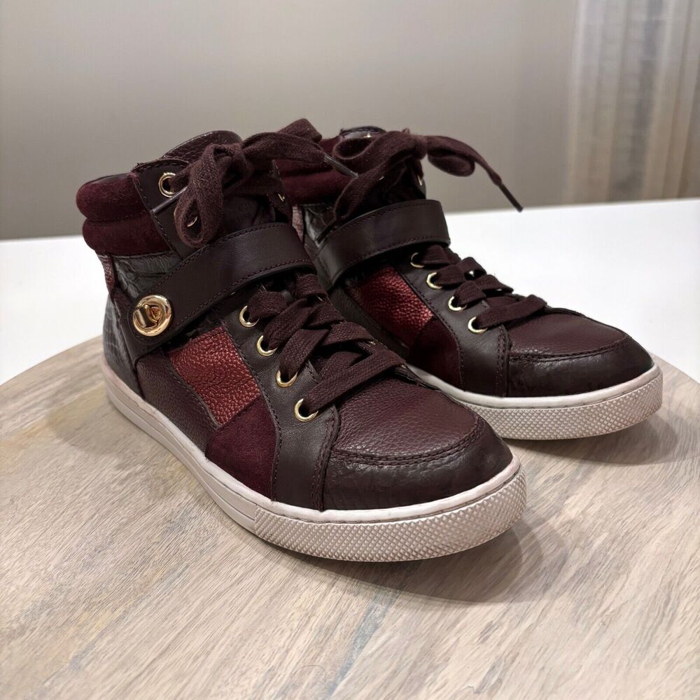 Authentic‎ Coach Maroon Suede Pembroke Patchwork Sneakers Shoes US Size 7.5 B
